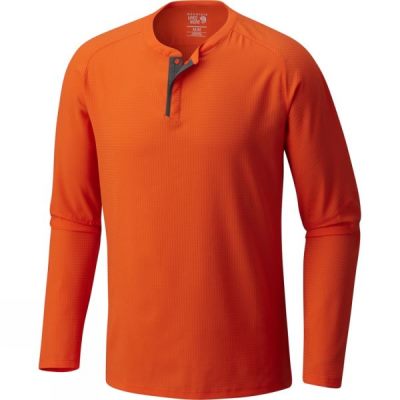 Top Mountain Hardwear MHW AC Manga Larga Henley Hombre - Naranjas - Chile FUX260439